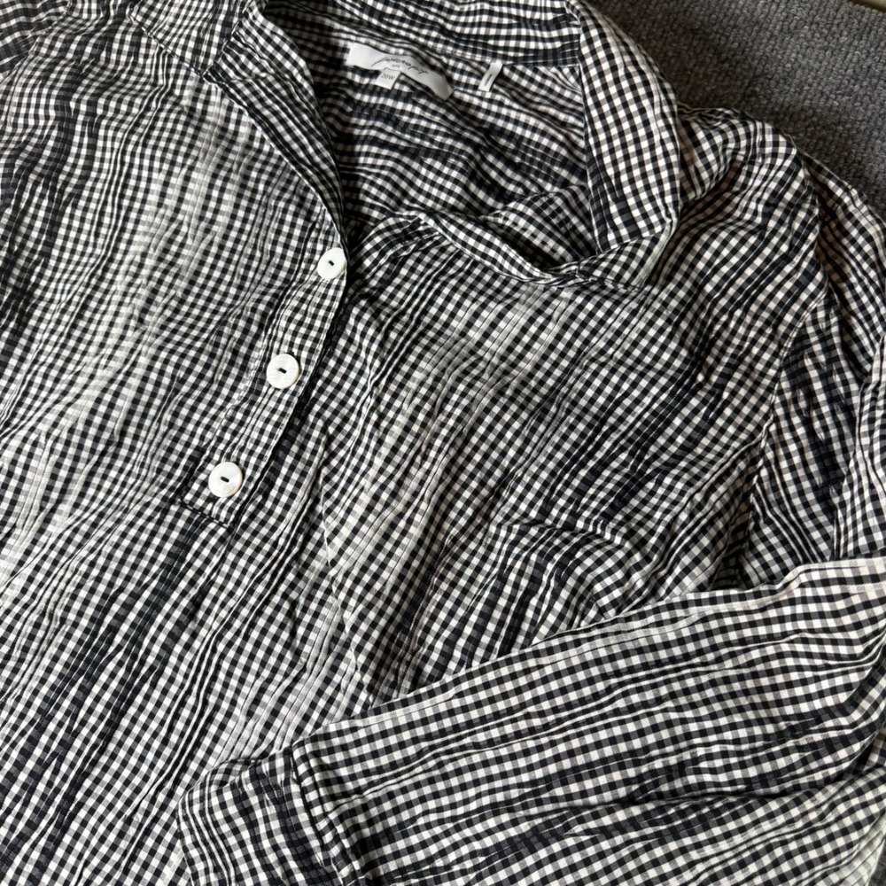 Foxcroft NYC Black White Gingham Check Crinkle Shirt‎ Dress Tunic 20W